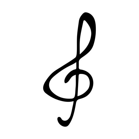 Treble Clef Doodle Hand Drawn Musical Symbol Single Element For Print Web Design Decor