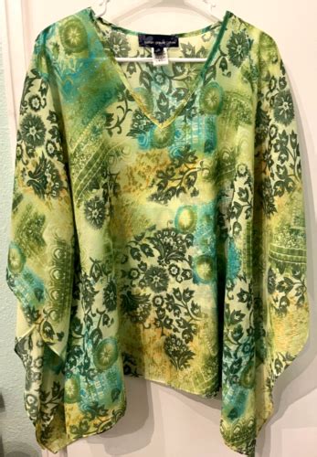 Susan Graver Style Colorful Sheer Blouse Size Xl Ebay