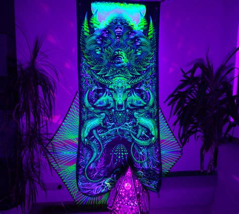 Trippy Painting Uv Wall Art Blacklight Art Neon Tapestry Etsy