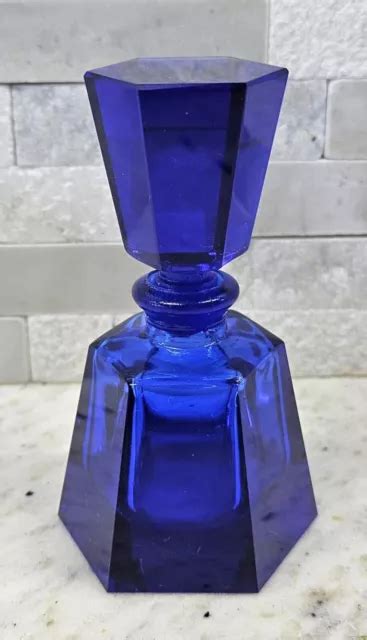 Vintage Cobalt Blue Hexagonal Geometrical Art Deco Perfume Bottle Decanter £39 90 Picclick Uk