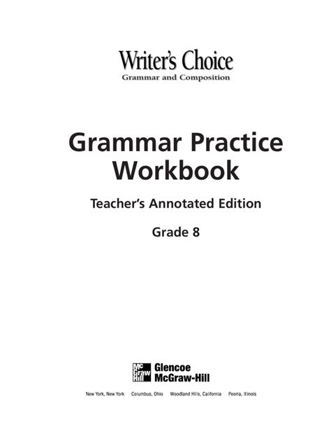 Grammar Practice Workbook Grade 8 Teachers Annotated Edition