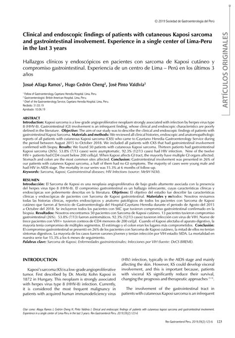 PDF Hallazgos clínicos y endoscópicos en pacientes con sarcoma de