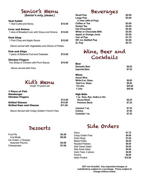 Menu at Eddie's Cuisine and Pizza pizzeria, Picture Butte