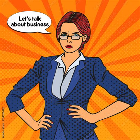 Confident Business Woman Pop Art Vector Illustration Stock Vector Adobe Stock