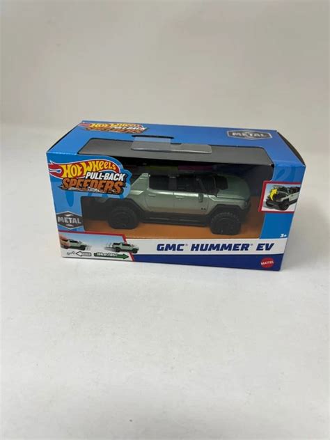 GMC HUMMER EV VERT Hot Wheels Pull Back Speeders échelle étui B EUR