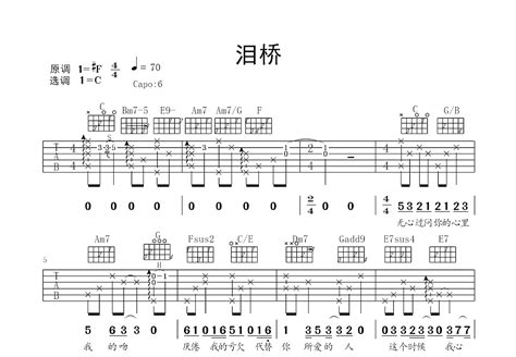 泪桥吉他谱陶喆c调弹唱100翻唱版 吉他世界