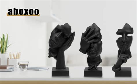 Amazon Aboxoo 3 Pcs Thinker Statue Silence Is Gold Abstract Art