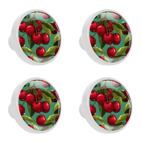 OWNTA Cherry Pattern Elegant Crystal Knobs With Screws 4PCS ABS