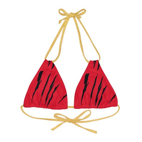 Effete Feline Claw Marks Scratch Strappy Triangle Bikini Top AOP Walmart