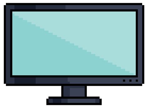 Pixel Art Monitor Computer Vector Icon For 8bit Game On White