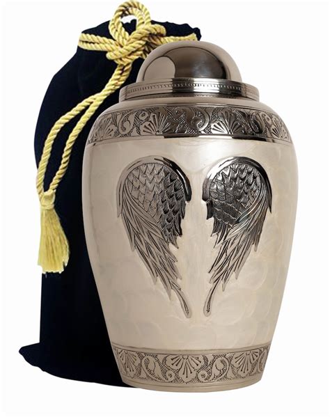 Brass Cremation Urns For Adult Ashes Wings Pearl Etsy