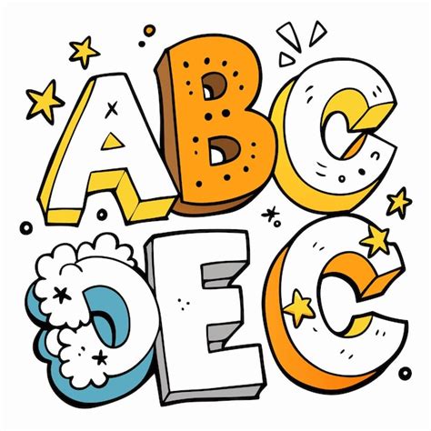 Cartoon Alphabet Letters A B C D E Premium Ai Generated Vector