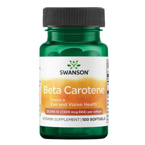 Swanson Beta Carotene Vitamin A 25000 Iu 7500 Mcg 100 Sgels