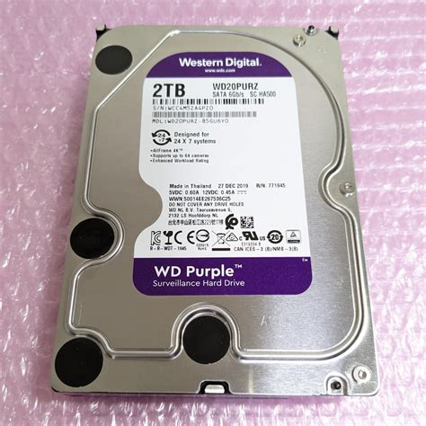 【目立った傷や汚れなし】 Western Digital Wd20purz 2tb Wd Purple 35インチ Sata Hdd