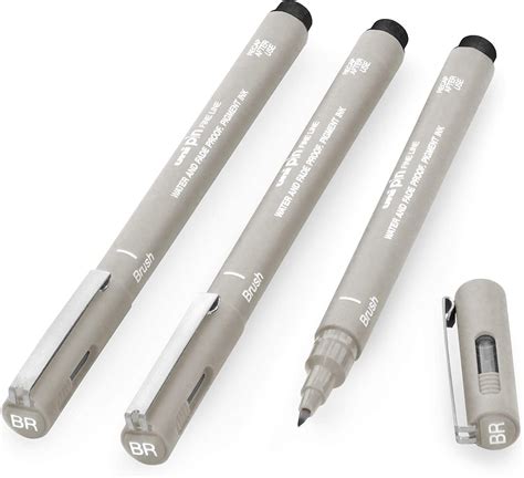 Uni Pin Lot de 3 stylos à dessin Fineliner Encre gris clair Pointe