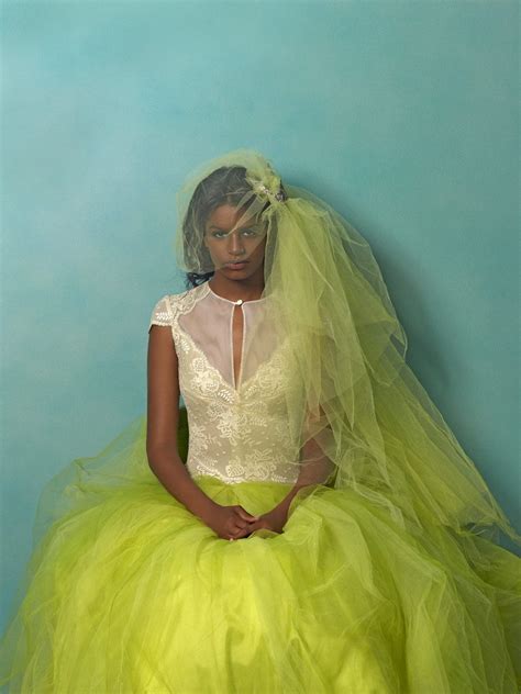 Wedding Dresses With Pops Of Color Lace With Lime Green Tulle