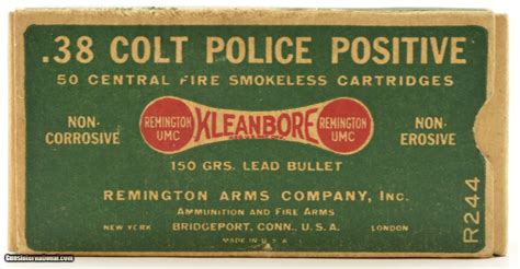 Remington UMC Kleanbore 38 Colt Police Positive Ammo Full Box Dog Bone