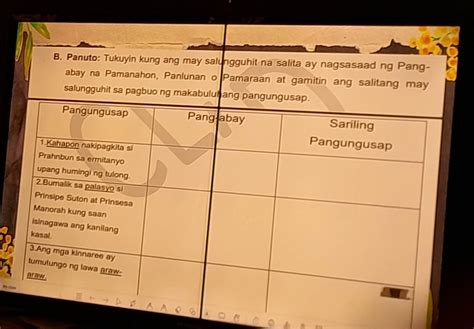 B Panuto Tukuyin Kung Ang May Salungguhit Na Salita Ay Nagsasaad Ng Pang Abay Na Pamanahon