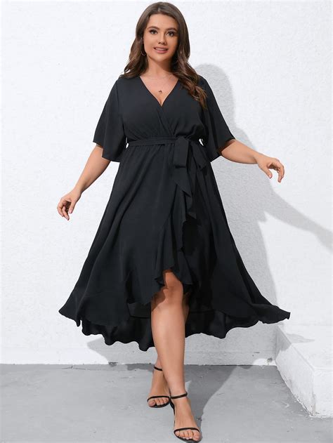 Scomchic Plus Size Dresses For Women Party Ruffle High Low Split