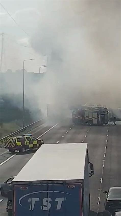 Explosions Heard As Morrisons Lorry Fire Causes M62 Chaos Near