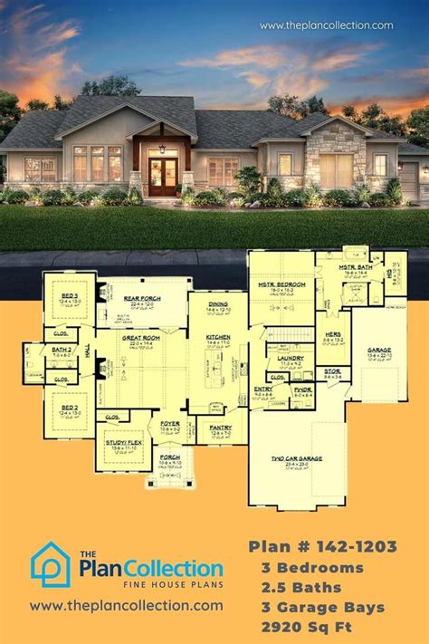 Texas Inspired Ranch Plan Bedrm Bath Sq Ft