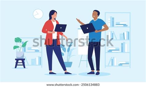 Two Happy People Talking Office Employees Stock Vector (Royalty Free ...