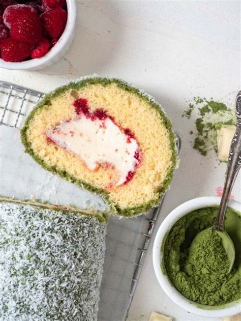 Matcha Raspberry Lamington Roll Cake Catherine Zhang Recipe Roll