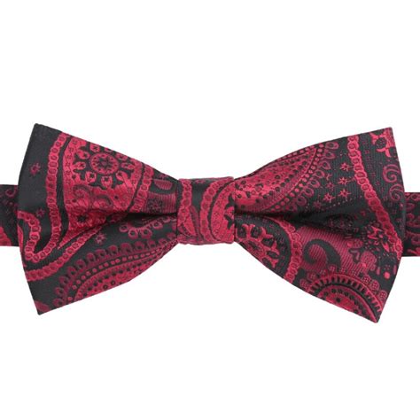 Black Red Paisley Bohemian Pre Tied Thistle Bow Tie James Alexander