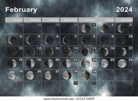 February 2024 Lunar Calendar Moon Cycles Stock Illustration 2216176889 ...