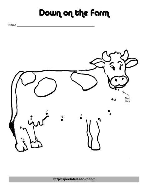 Easy Farm Animal Dot To Dots For Special Education Easy Cow Dot To