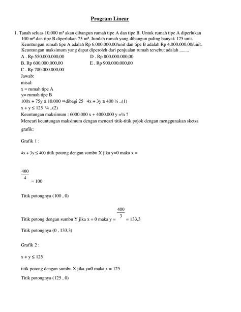 DOCX Contoh Soal Dan Pembahasan Program Linier Matematika SMA