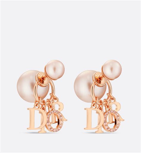 Dior Tribales Earrings Pink Finish Metal With Pink Resin Pearls And