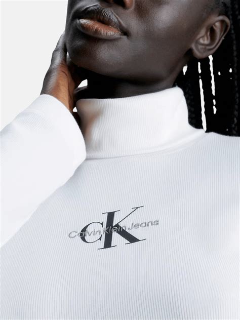 Calvin Klein Jeans Monologo Rib Roll Neck Womens Maglia Nencini Sport