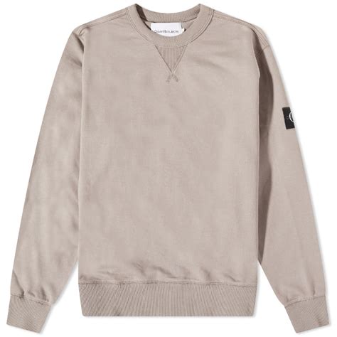 Calvin Klein Monogram Sleeve Badge Crew Sweat Beige End