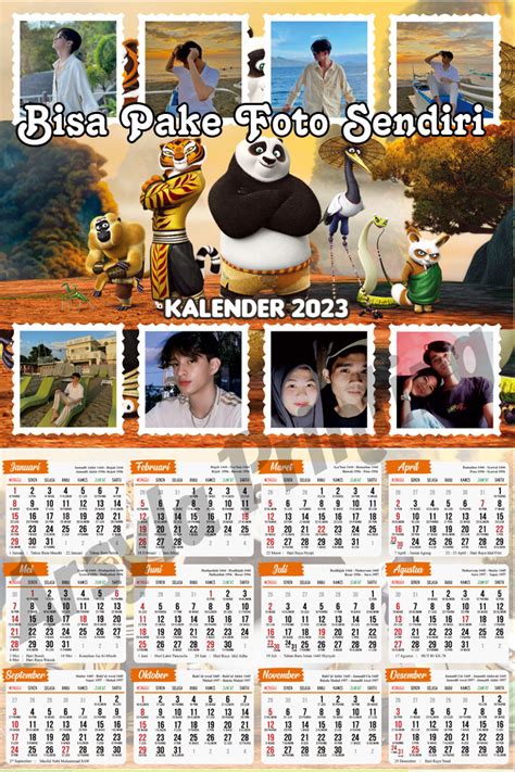 Kl08 Cetak Kalender 2023 Custom Foto Sendiri Background Karakter Kartun Kalender Dinding