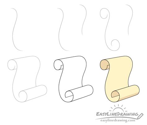 How To Draw A Scroll Step By Step Easylinedrawing