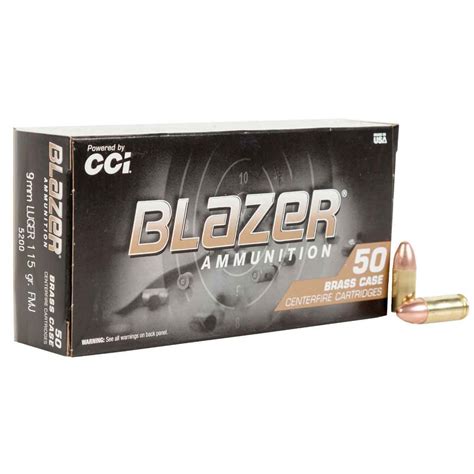 Cci Blazer Brass 9mm 124 Grain Fmj Ammo Southern Defense