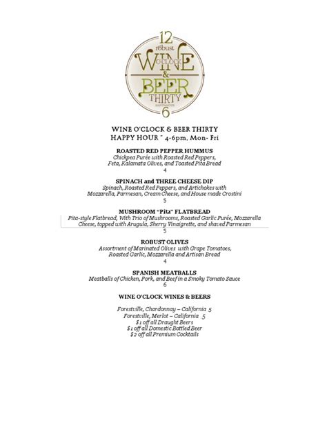 robust wine bar happy hour menu