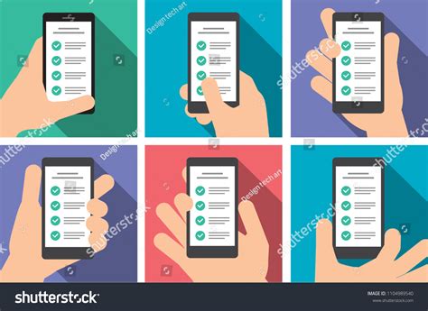 Hand Holds Smartphone Vertical Position Checklist Stock Vector Royalty