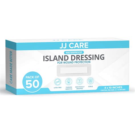 Jj Care Waterproof Adhesive Island Dressing Pack Of X