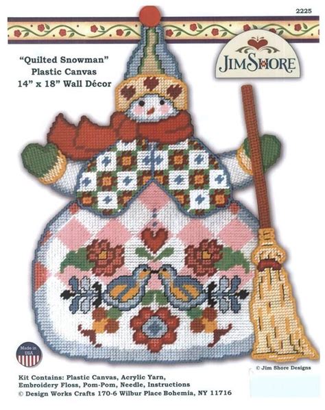 Quilted Snowman By Design Works 1 7 Plastic Canvas Patterns Plastic Canvas Crafts Plastic