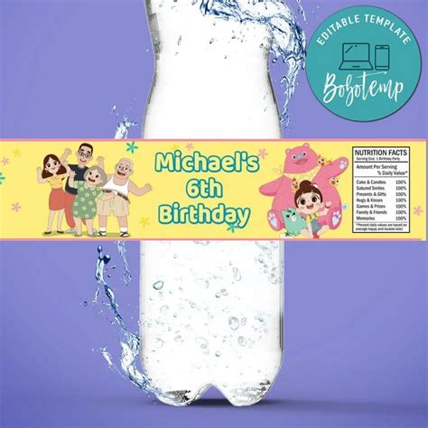 Luo Bao Bei Birthday Water Bottle Label Template Createpartylabels