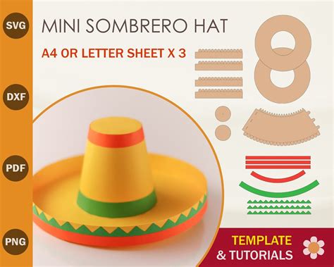 Sombrero Hat SVG Template, Paper Sombrero Template, Paper Hat Template ...