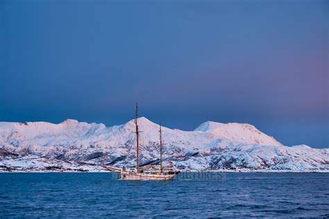 Travel Pictures Sunrise Over Fjord With Winter Landscape In Northern