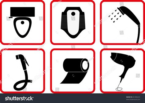 Toilet Bathroom Accessory Icon Set Stock Vector Royalty Free 81490225