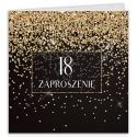 ZAPROSZENIA Na 18 Urodziny Black Gold 10szt Czarne Koperty