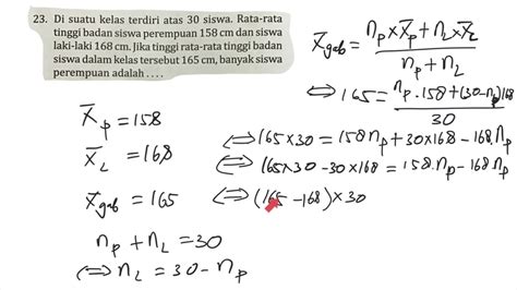 Di Suatu Kelas Terdiri Siswa Rata Rata Tinggi Perempuan Laki