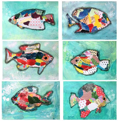 Art Room Britt: Elizabeth St. Hilaire Collage Fish - Mixed-Media