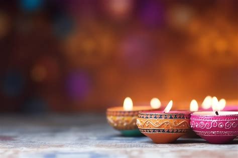 Feliz Festival Indio Tradicional De Diwali O Deepavali Con L Mpara De