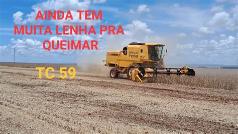 COLHENDO UMA SOJA BOA A COLHEITADEIRA NEW HOLLAND TC 59 REVISADINHA